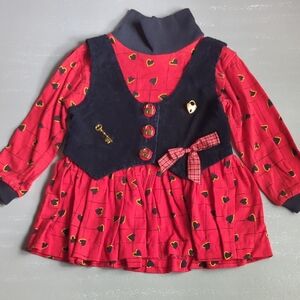 Vintage Dress Red Hearts with Black Vest Size 3T‎